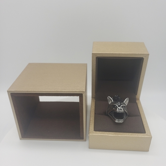 945- Handmade Men's Ring Bottle Opener Wolf NWT - Picture 9 of 10